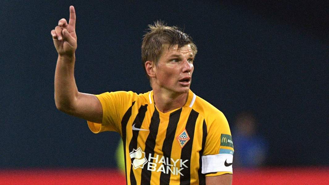 Игрок «Кайрата» Андрей Аршавин в товарищеском матче по футболу между ФК «Зенит» (Санкт-Петербург, Россия) и ФК «Кайрат» (Алма-Ата, Казахстан)