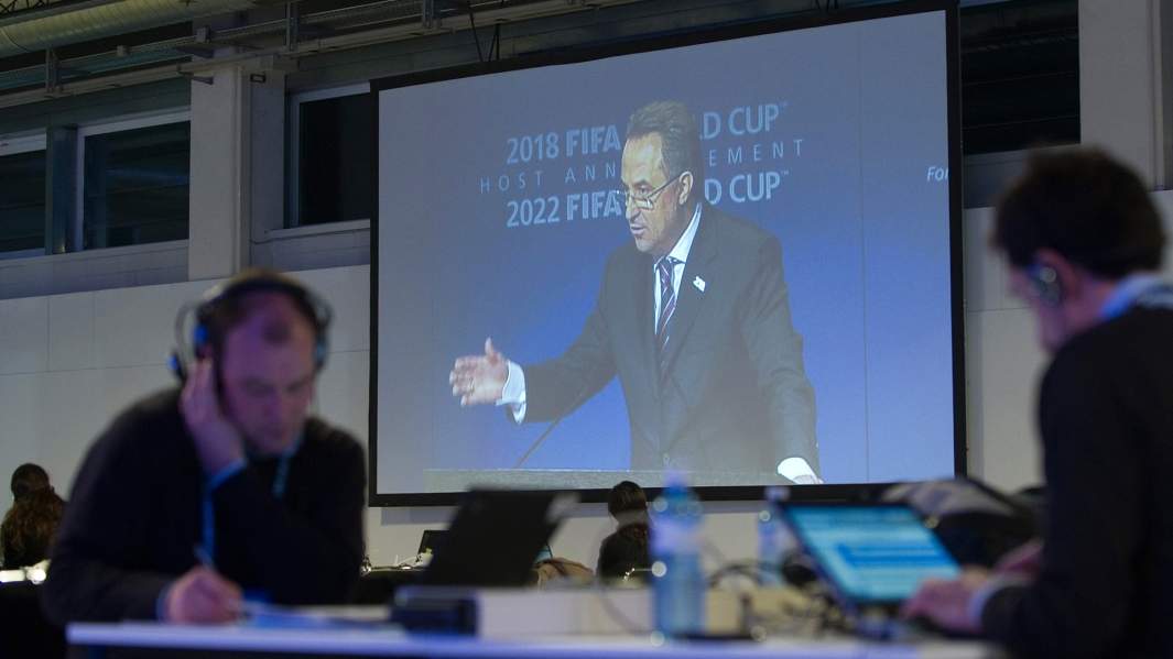 Выступление министра спорта, туризма и молодежной политики РФ Виталия Мутко во время презентации заявки России на проведение Чемпионата мира по футболу 2018 года
