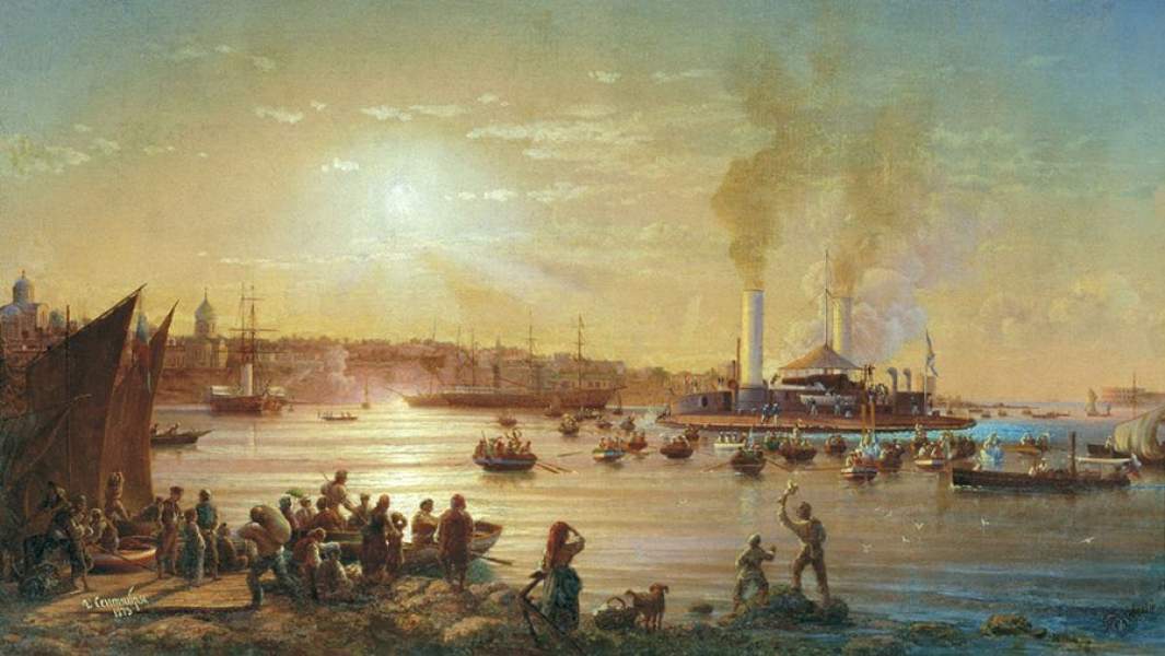 Картина Н.П. Красовского «Прибытие поповки «Новгород» в Севастополь. 1873 год»