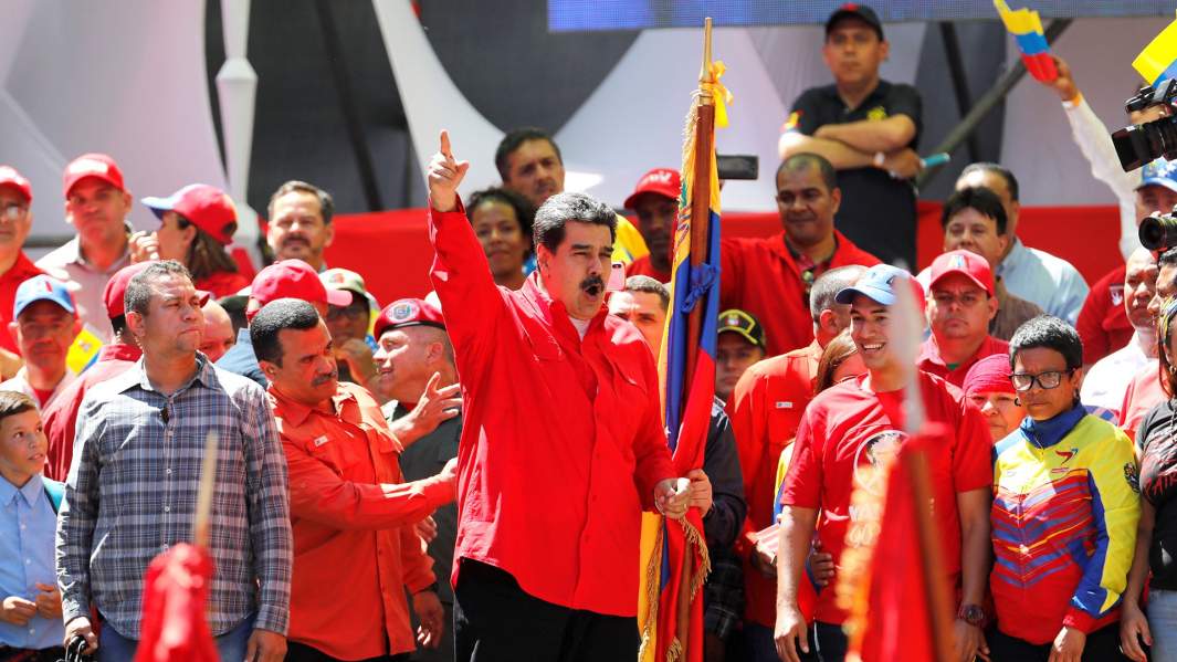 Президент Венесуэлы Николас Мадуро во время митинга в поддержку правительства в Каракасе, 23 февраля 2019 года