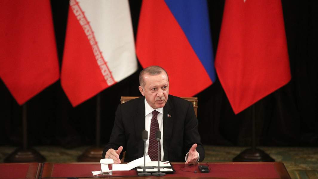 Президент Турецкой Республики Реджеп Тайип Эрдоган во время пресс-конференции в Сочи