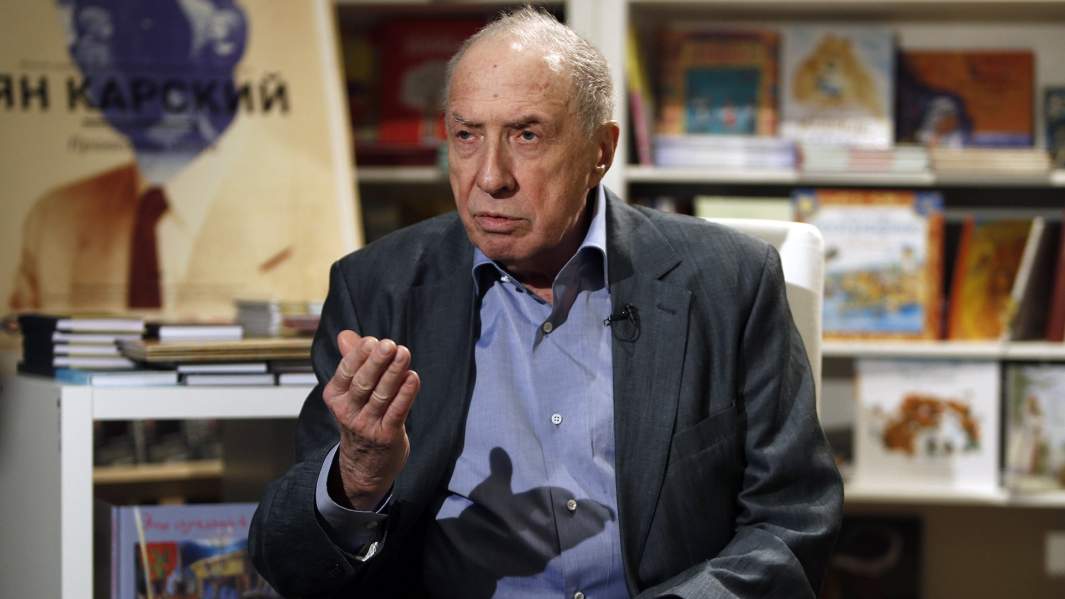 Сергей Юрский на презентации фильма «Ян Карский. Праведник мира» лауреата премии «Эмми» Славомира Грюнберга в Еврейском музее и центре толерантности