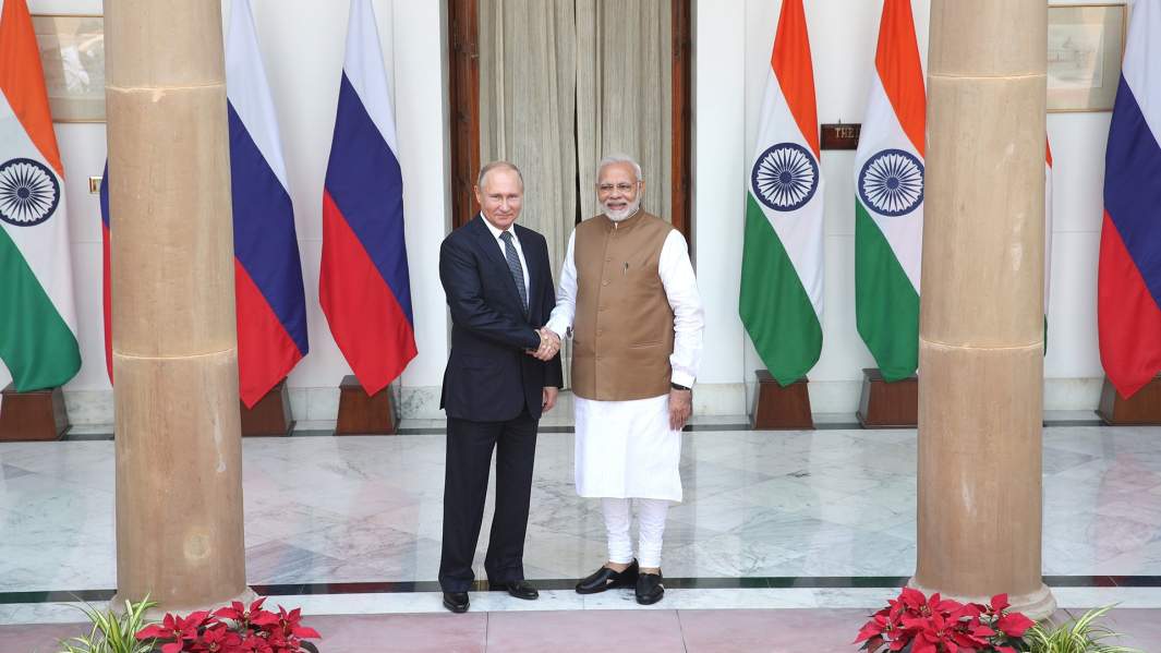 Президент России Владимир Путин и премьер-министр Индии Нарендра Моди