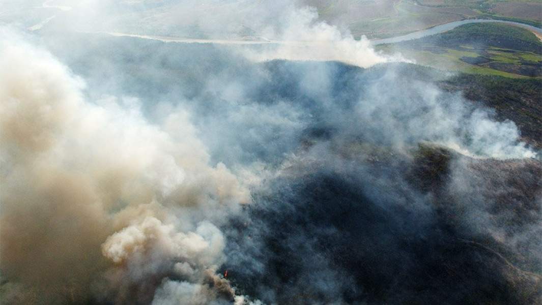 Лесные пожары в Забайкалье вид сверху