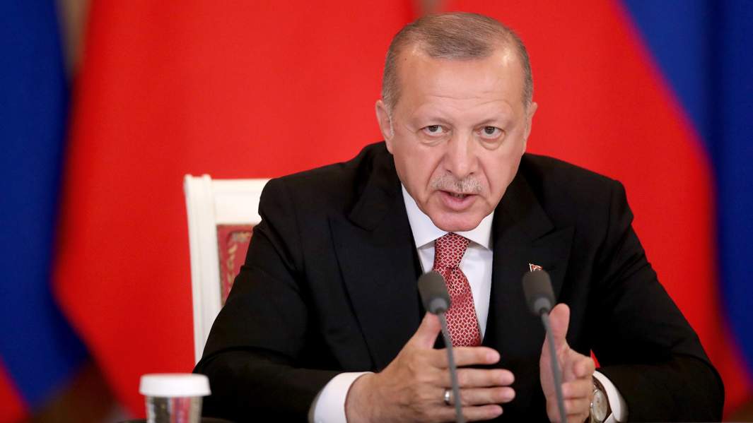 Президент Турции Реджеп Тайип Эрдоган на пресс-конференции по итогам российско-турецких переговоров