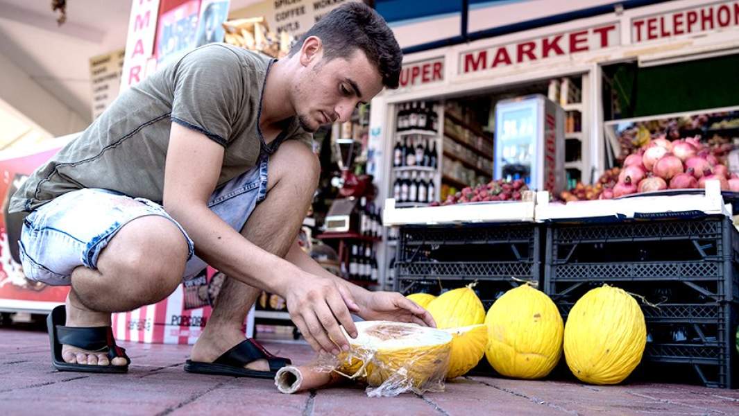 туристы фрукты дыни