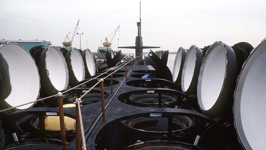 Открытые ракетные шахты американской стратегической подводной подводной лодки типа «Огайо»