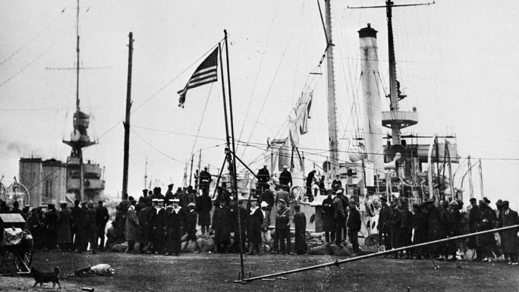 Иностранная военная интервенция в России (1918-1921). Военные суда американских интервентов во Владивостоке, 1918 год.
