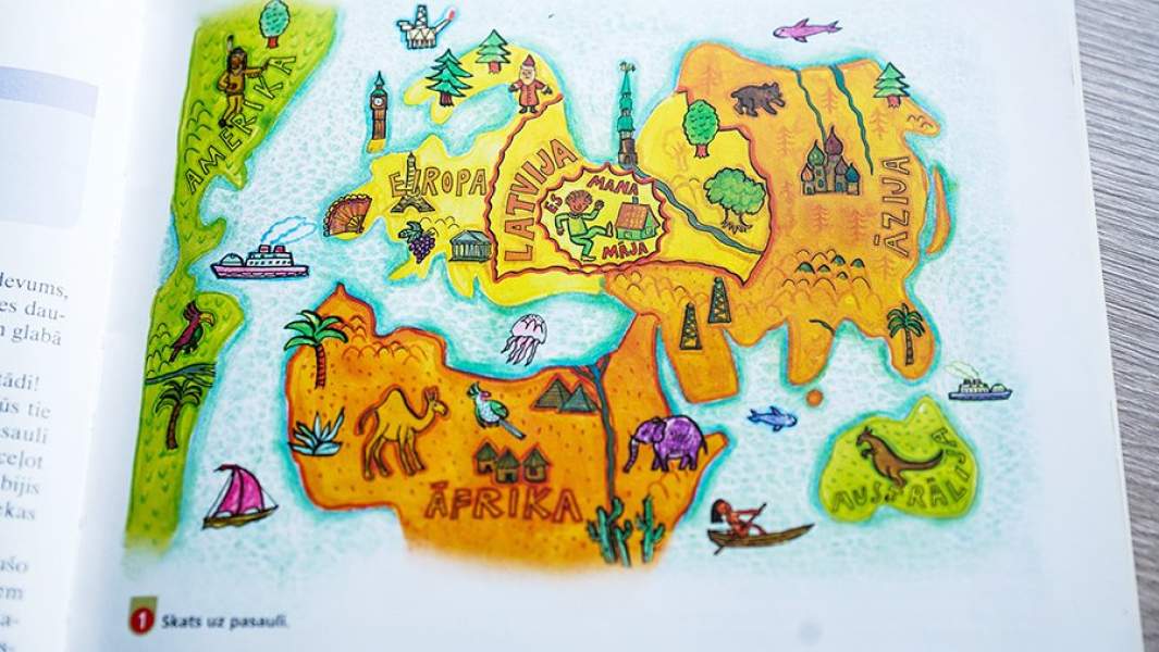 Страница из учебника на латышском языке