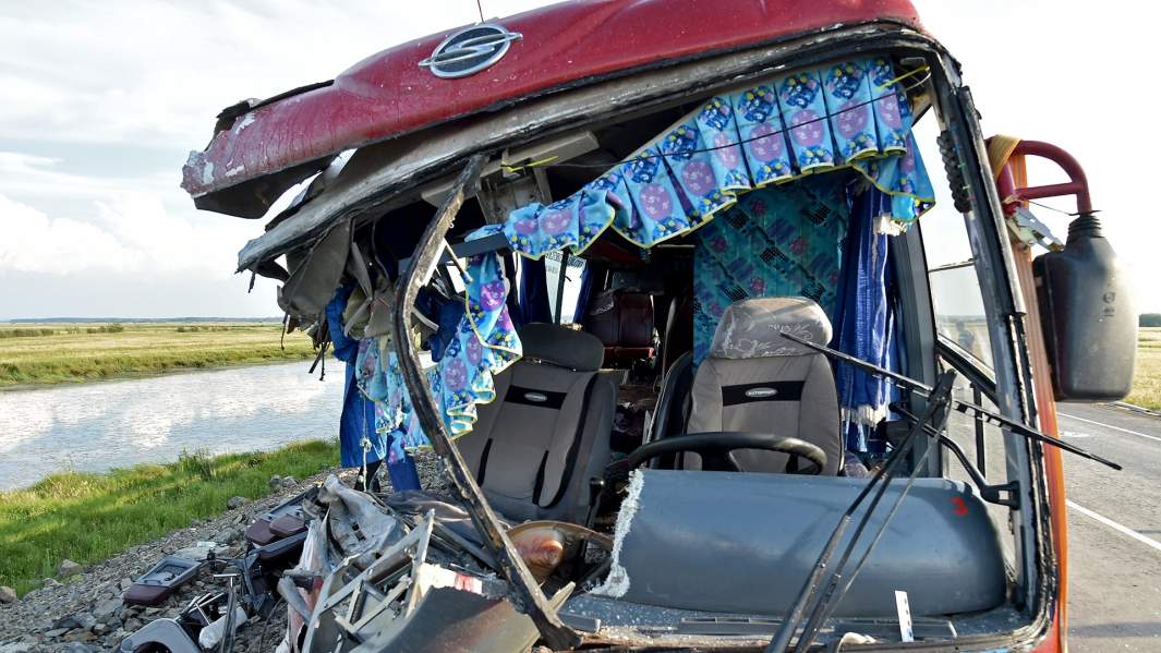 ДТП с участием двух пассажирских автобусов. Авария произошла на 125-м км трассы Хабаровск–Комсомольск-на-Амуре