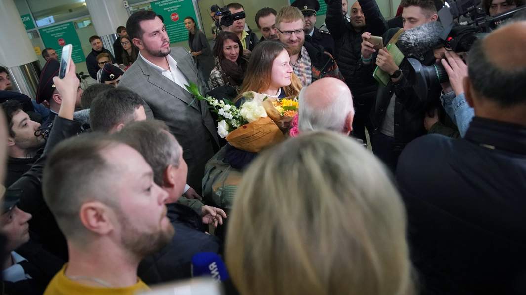 Встреча Марии Бутиной в аэропорту «Шереметьево»