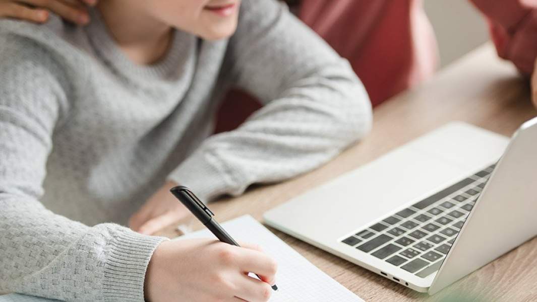 школьник в ноутбуке