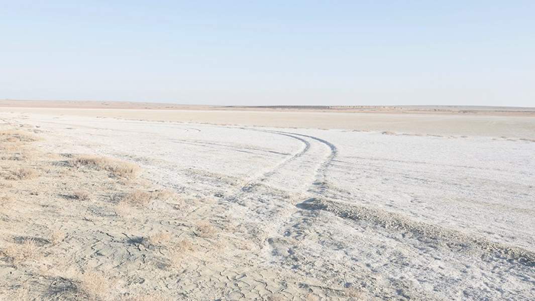 Солончак на месте высохшего дна Аральского моря