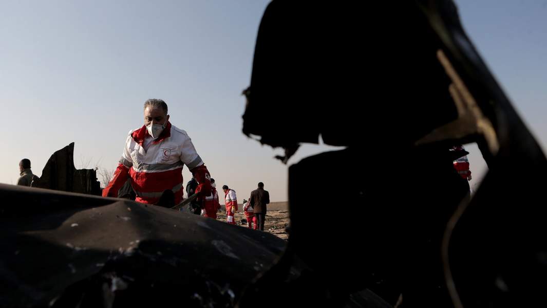 Место крушения самолета МАУ в Тегеране