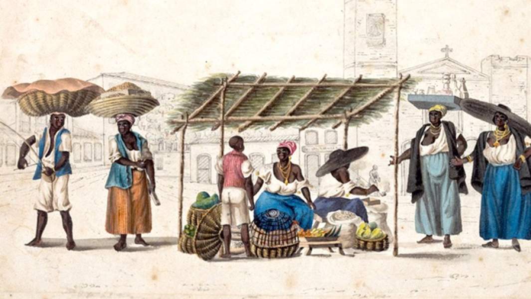 Генри Чемберлен. Уличные торговцы в Рио. Акварель, около 1819-1820 годы