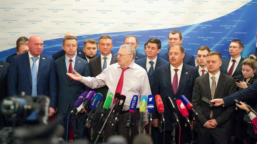 Представители ЛДПР во главе с лидером парти Владимиром Жириновским 