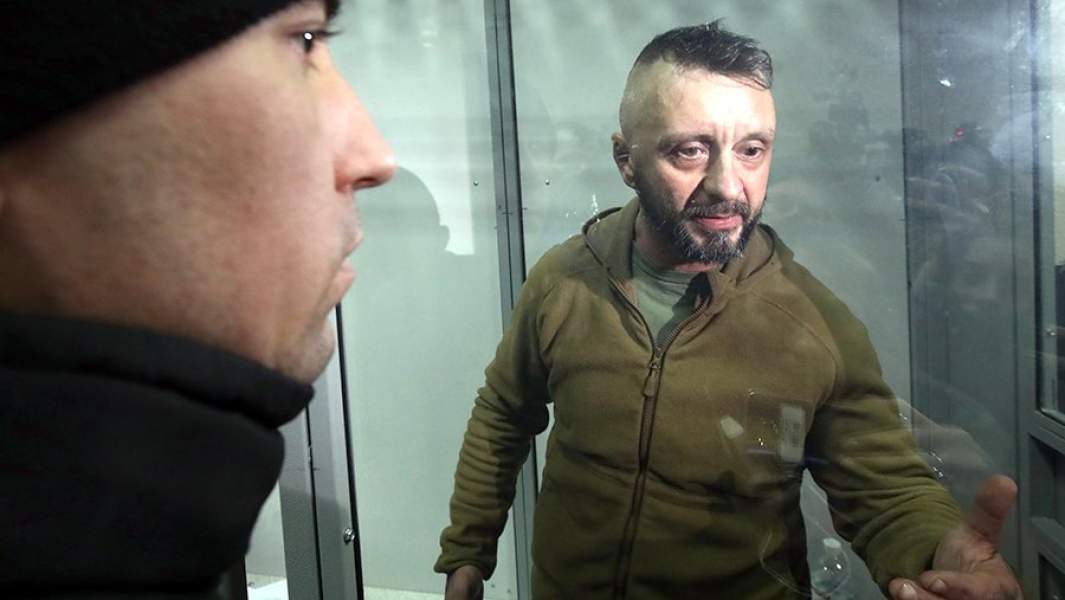 Участник силовой операции в Донбассе Андрей Антоненко, подозреваемый в убийстве журналиста Павла Шеремета, во время заседания Печерского районного суда Киева