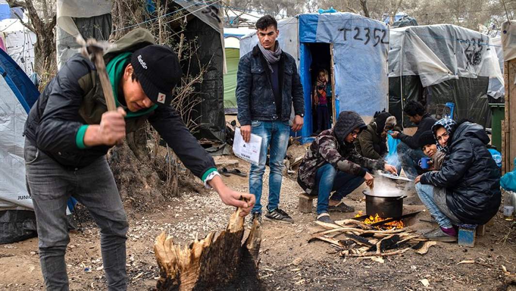 Лагерь беженцев «Мориа» на острове Лесбос