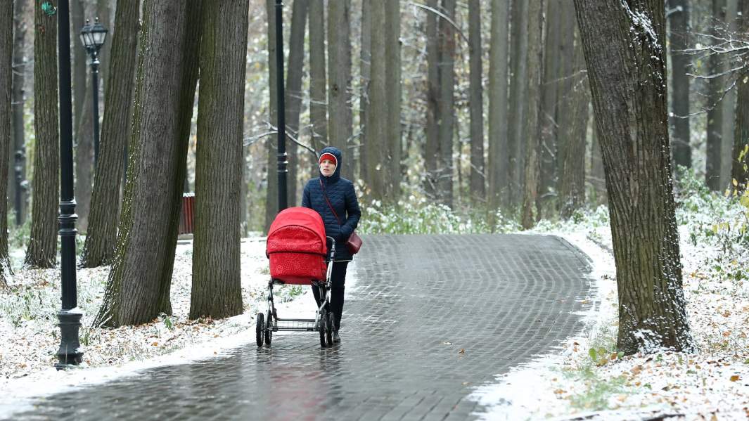 молодая мама с коляской