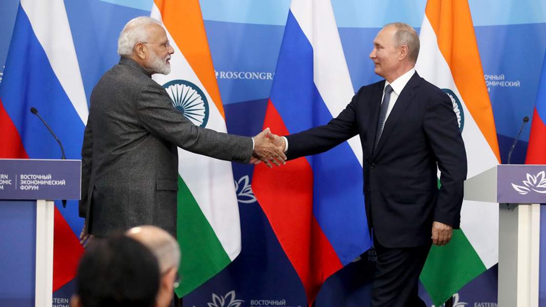 Президент РФ Владимир Путин и премьер-министр Индии Нарендра Моди
