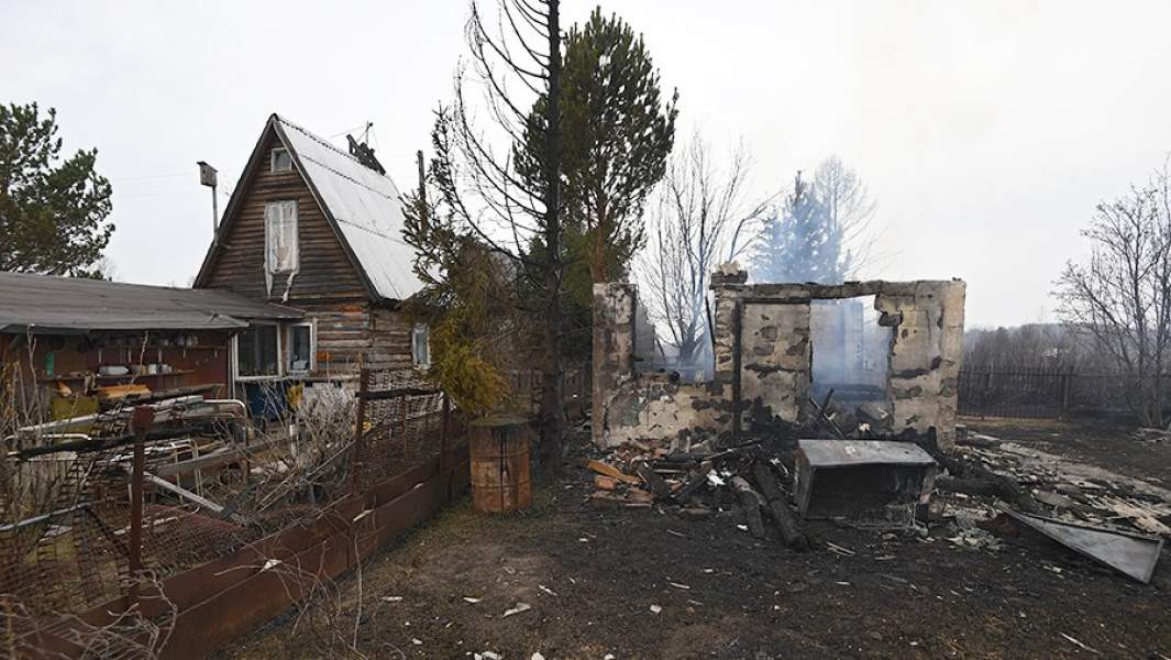 Последствия пожара в дачном поселке Новосибирской области