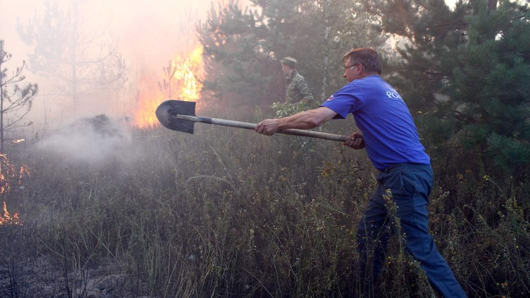Пожарные и солдаты ликвидируют природный пожар