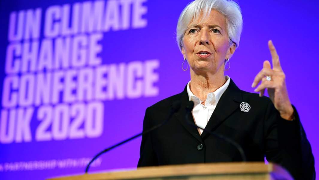 Председатель ЕЦБ Кристин Лагард выступает на 26-й Конференции сторон Рамочной конвенции ООН об изменении климата в Лондоне, 27 февраля 2020 года