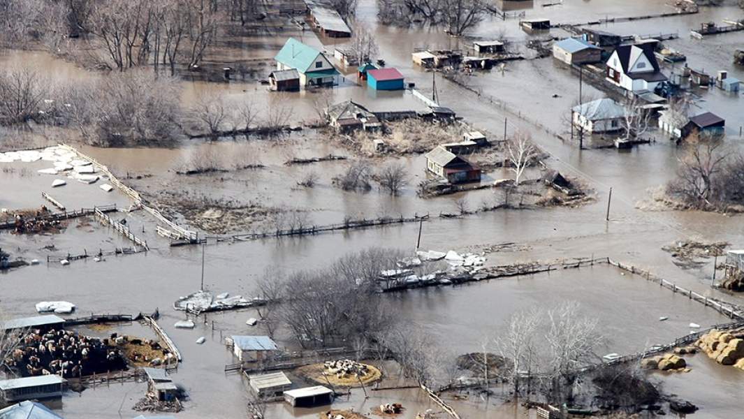 Жилые дома, подтопленные паводковыми водами в Алтайском крае