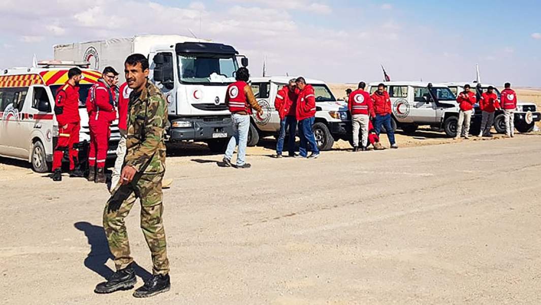 Пункт пропуска «Джлеб» для выхода беженцев из лагеря «Эр-Рукбан» в Сирии
