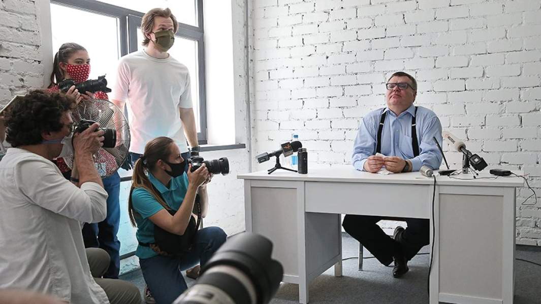 Бывший председатель правления Белгазпромбанка Виктор Бабарико во время пресс-конференции о ситуации вокруг Белгазпромбанка