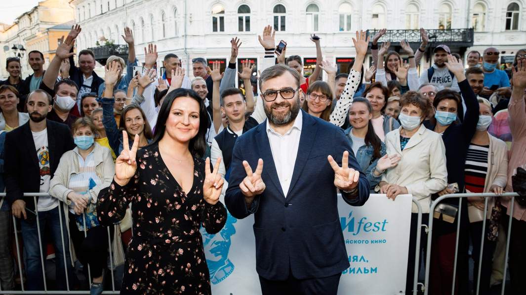 Генеральный продюсер фестиваля «Горький fest» Оксана Михеева и Михаил Пореченков