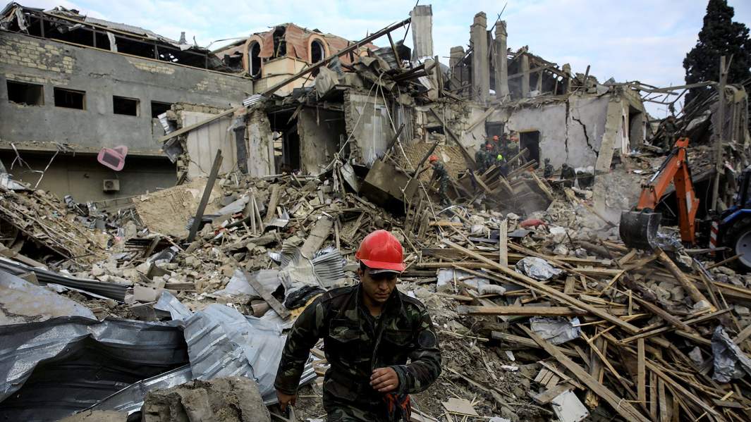 Последствия обстрела Гянджи