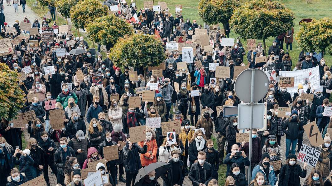 Протестующие на улицах в Гданьске, Польша