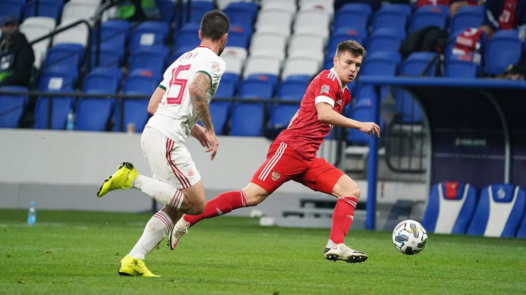 Андрей Мостовой в матче Лиги Наций против сборной Турции