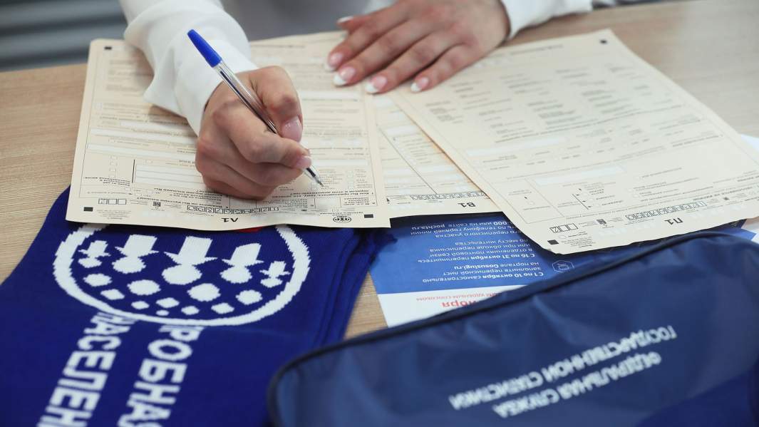 Сотрудница Федеральной службы государственной статистики (Росстат) во время первого цифрового этапа пробной переписи населения 2018 года