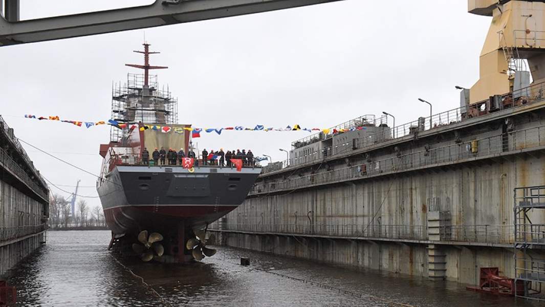Церемония спуска на воду корвета «Ретивый» в Санкт-Петербурге