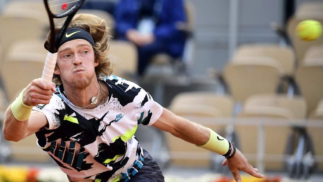 Андрей Рублев во время матча со Стефаносом Циципасом