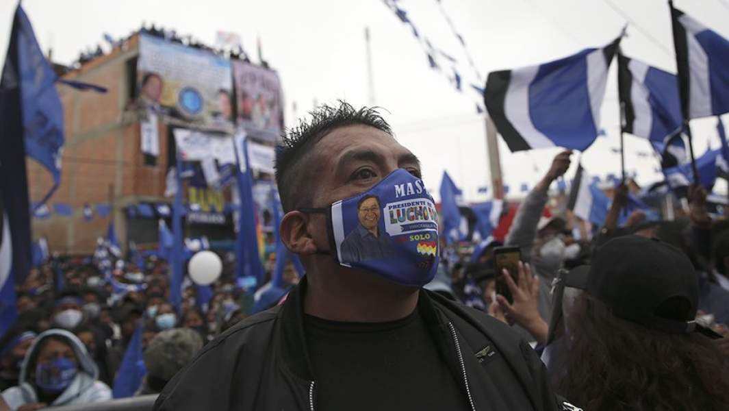 Митинг в поддержку одного из кандидатов в президенты Боливии. 15 октября 2020 года