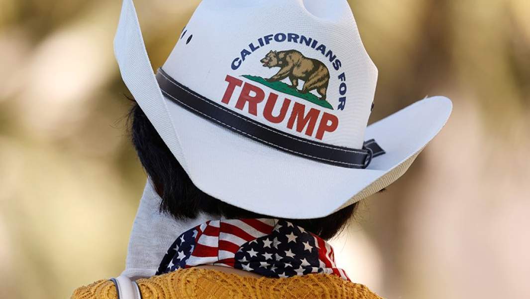 Сторонник Дональда Трампа на демонстрации в Сан-Диего, штат Калифорния