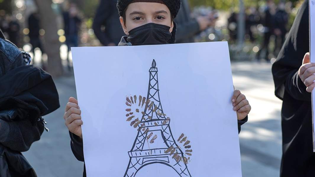 Акция протеста в Стамбуле против политики президента Франции Эммануэля Макрона в отношении мусульман
