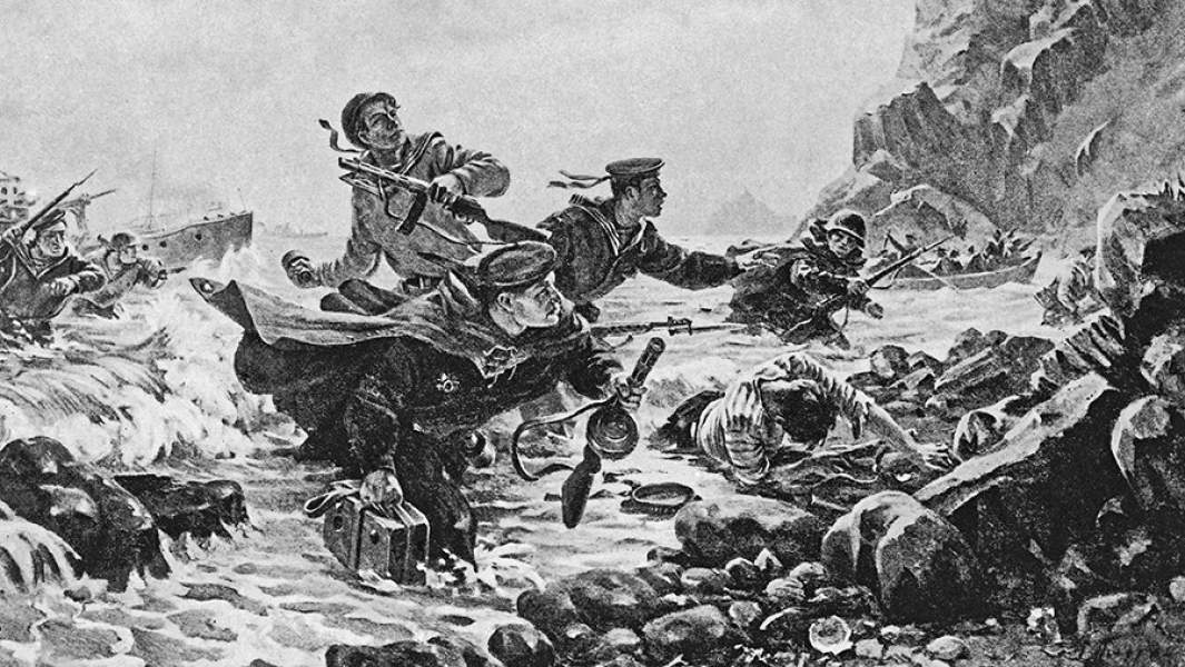 Картина художника Плотнова А.И. «Десант на Курильских островах»