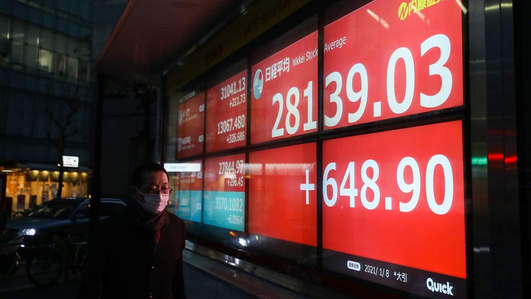 Индекс акций Nikkei на самой высокой отметке более чем за 30 лет