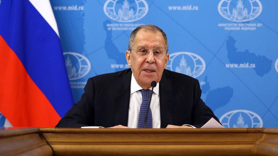 Глава МИД РФ Сергей Лавров на пресс-конференциипо итогам деятельности российской дипломатии в 2020. Москва, 18 января 2021 года