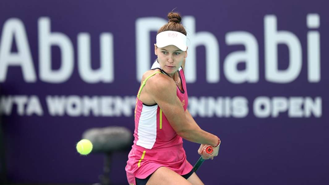 Вероника Кудерметова во время финального матча теннисного турнира в Абу-Даби 