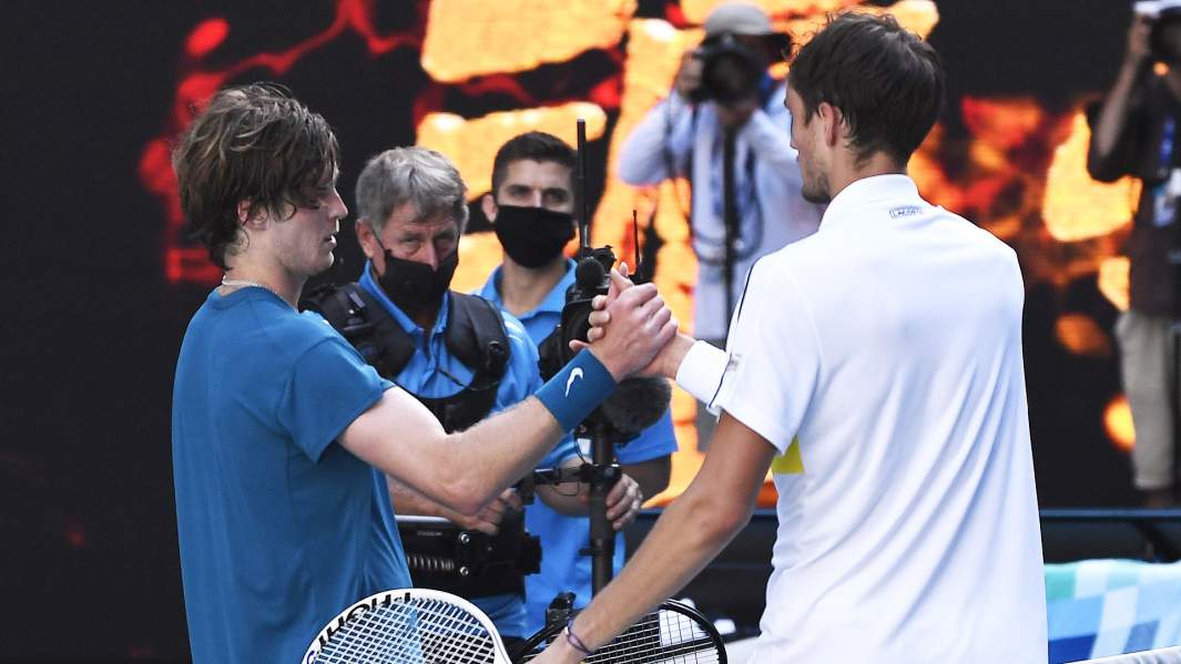 Андрей Рублев и Даниил Медведев после матча