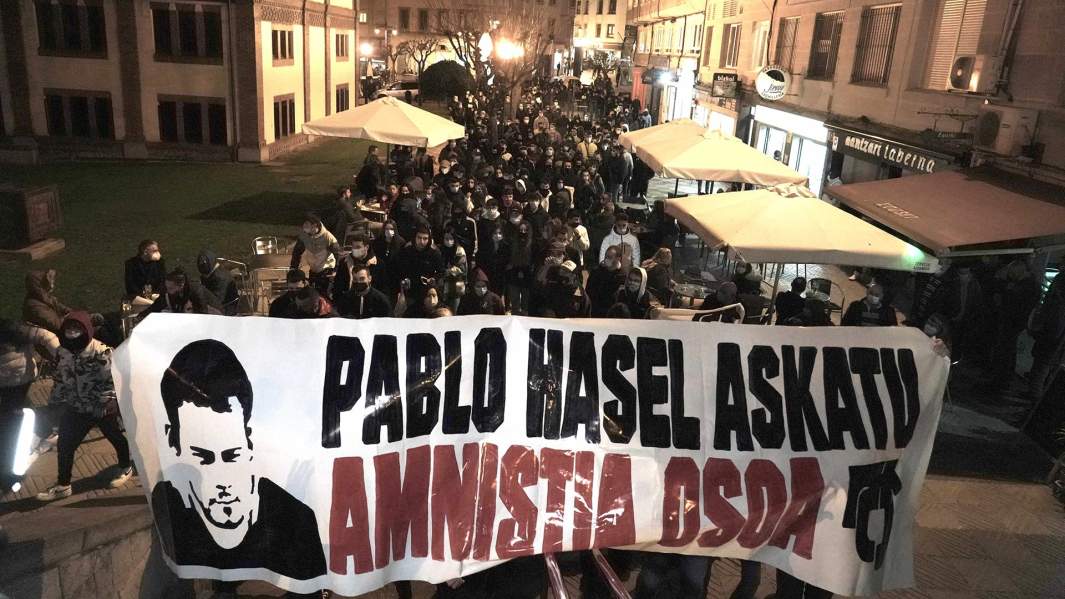 Во время демонстрации против заключения рэпера Пабло Хазеля, Испания