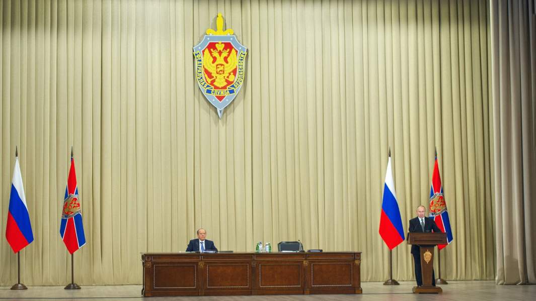 Президент РФ Владимир Путин выступает на заседании коллегии Федеральной службы безопасности РФ