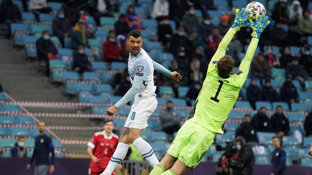 Матч отборочного турнира чемпионата мира по футболу 2022 между сборными командами России и Словении