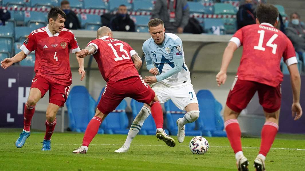 Матч отборочного турнира чемпионата мира по футболу 2022 между сборными командами России и Словении