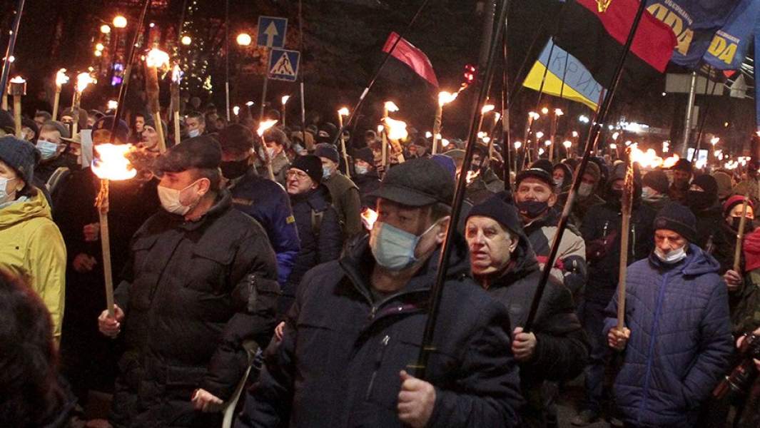 Факельное шествие в честь 112-й годовщины со дня рождения Степана Бандеры в Киеве